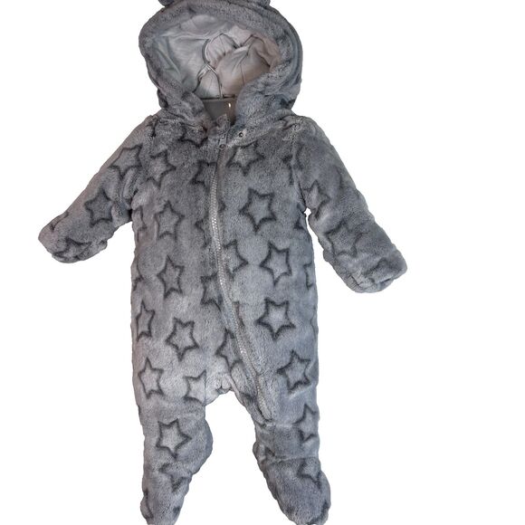 "WONDER NATION" PRAM, SOFT PILE, HOODED, NEW, 0-3 MOS,1 PIECE OUTER ZIP COAT - Picture 2 of 11